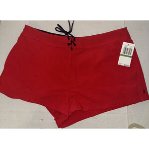 Nautica Women’s Red Swim Shorts Large Hook & Loop & Tie Front NWT